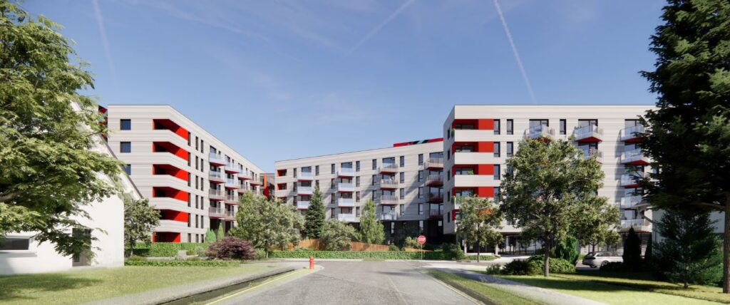 A rendering of a building.